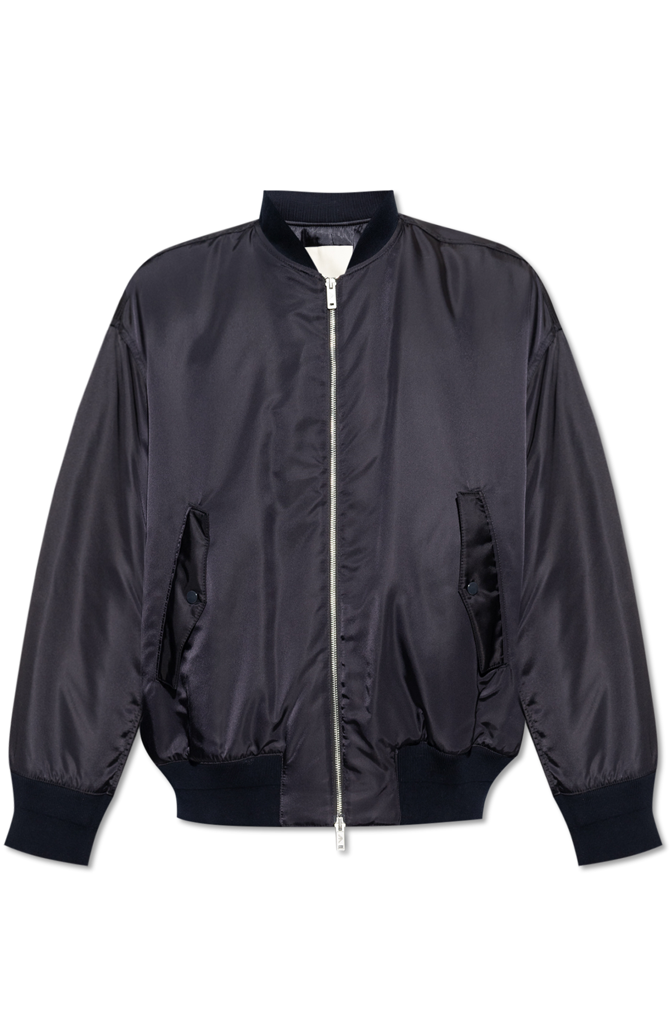 Navy blue Bomber jacket Emporio Armani Emporio Armani pebbled effect leather cardholder SchaferandweinerShops Myanmar